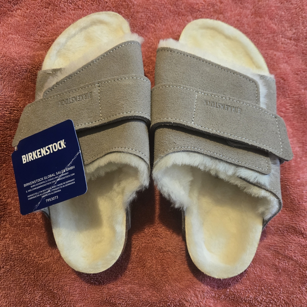 Birkenstock Beige Shearling Slides